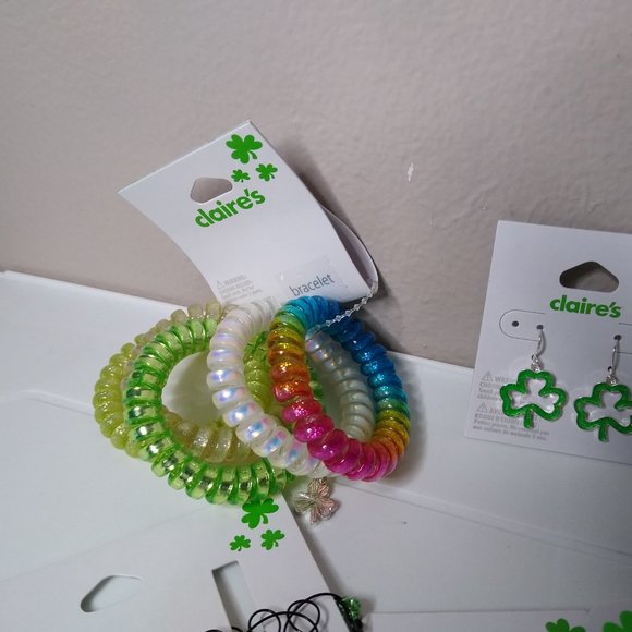 14 Pc Lucky Clover Claire's Variety Jewelry Lot Necklace Bracelet Earrings - Picture 5 of 15